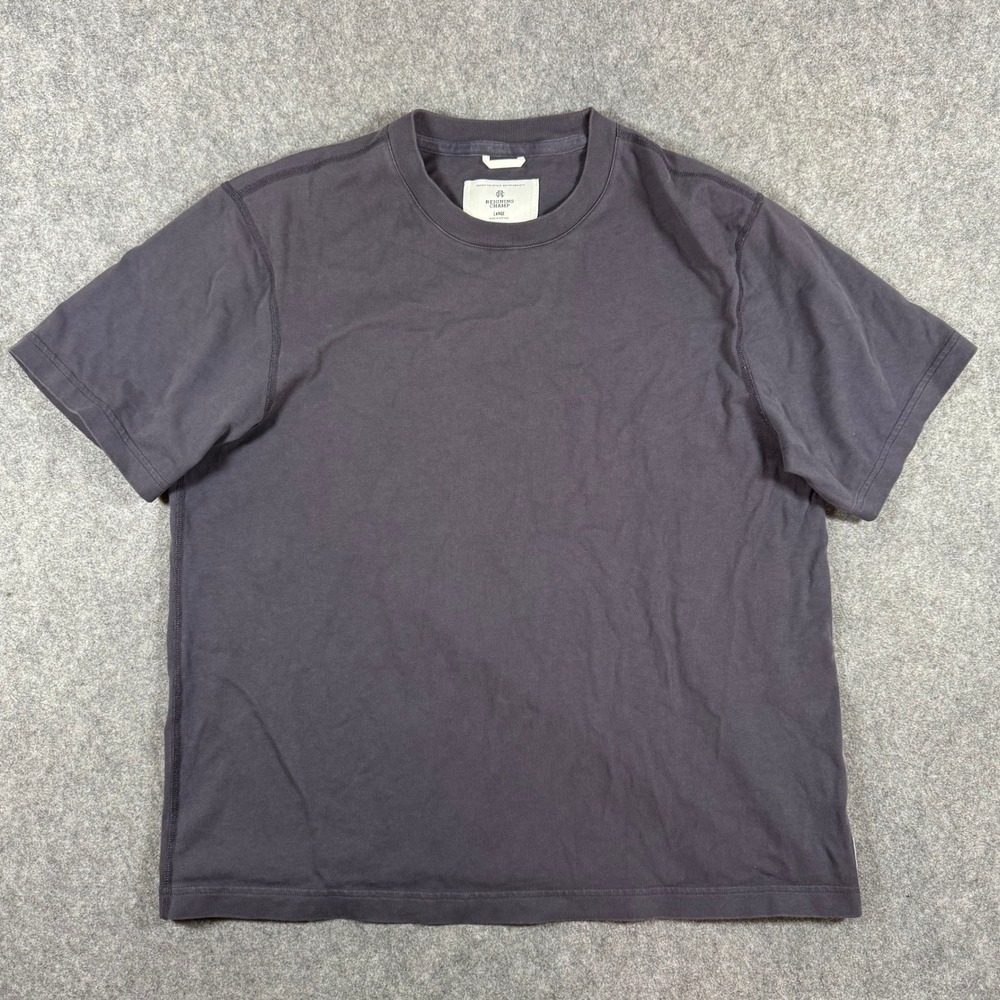 Reigning Champ Shirt Mens Large Grey Short Sleeve Crewneck Flatlock Seams Tee